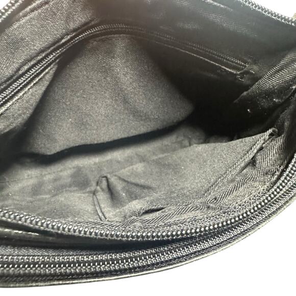 Vintage Fossil Black Leather Crossbody Bag Small Zip Pocket Pebbled Purse - Picture 9 of 9